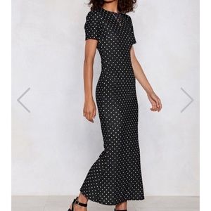 Nasty Gal Black Polka Dot Dress NWT